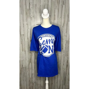 NWT Itsa Girl Thing Game Day Graphic‎ T-Shirt Blue Women's 2XL Football Sports
